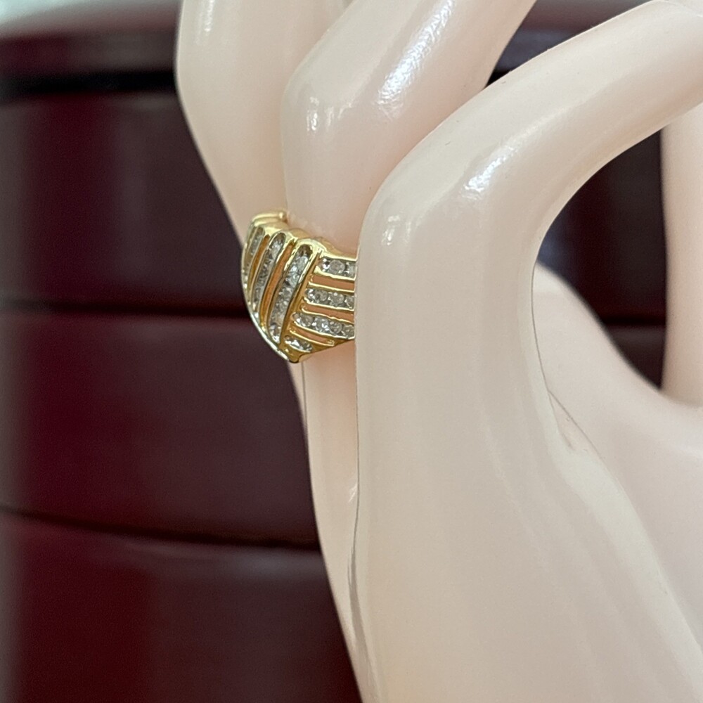 1/2 tcw Gold over Sterling Silver Genuine Diamond Dome Ring Channel Set Size 7 - Picture 7 of 13